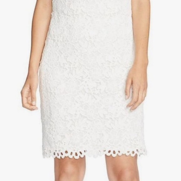 Lauren Ralph Lauren Lace Bateau Neck Sheath Dress White Size 16 NEW - Picture 4 of 8